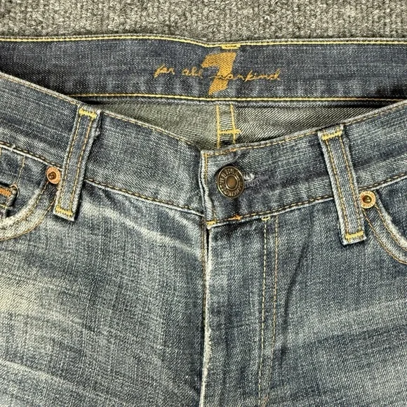 7 For All Mankind Dojo Bootcut Jeans Women's Size 29 Blue Low Rise Flare - Picture 2 of 10
